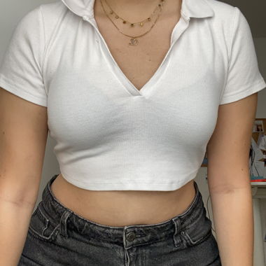 Cropped Kragen T-shirt