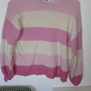 Colorful striped sweater pink and cream 