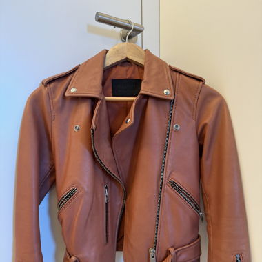 All Saints Soft Pink Leather Jacket 