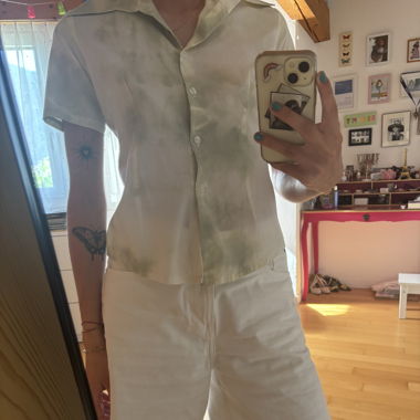 Blouse à manches courtes blanc-vert