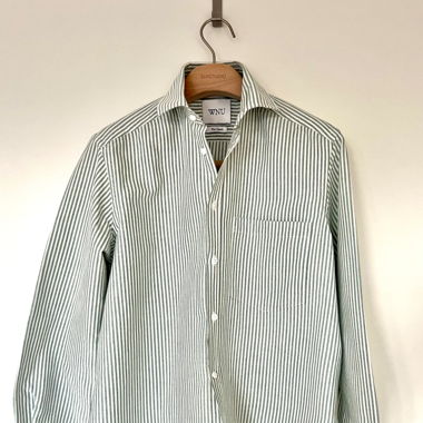 WNU Green & White Striped Oxford Shirt  – Size 40