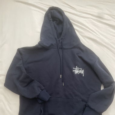 dark blue stüssy hoodie