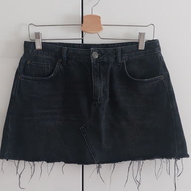 Minigonna in Jeans grigio scuro con frange