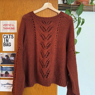 New Look Lochstrick-Pullover rostbraun Gr. L