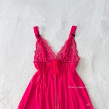 Hot Pink Mesh Lace Babydoll (S/M)