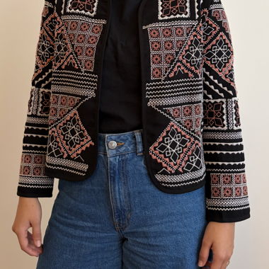 Black/Pink embroidered jacket (River Island)