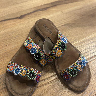 Sandales marron à perles
