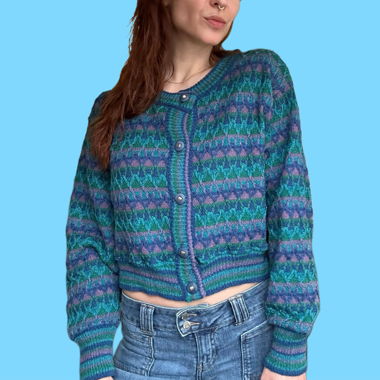 Rework Vintage Strick Cardigan Y2K 90s Pattern