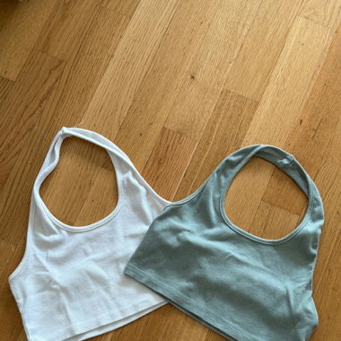 Lot deux crop top blanc, vert d’eau 