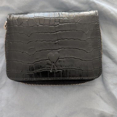 Black Ami Paris wallet with croc embossing
