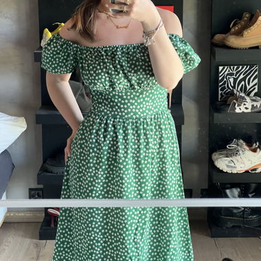 Green Midi Dress with Flowers