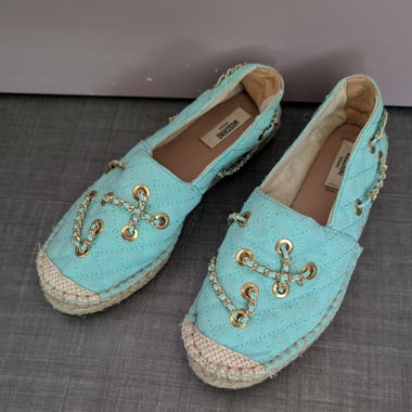 Moschino türkisfarbene Espadrilles 38