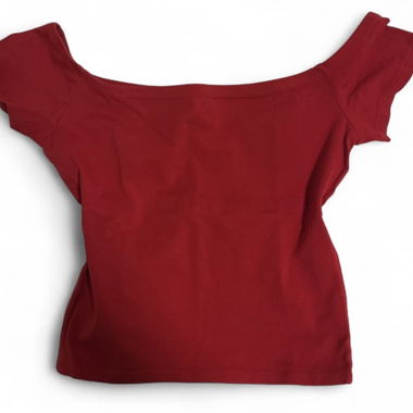 red off-shoulder top
