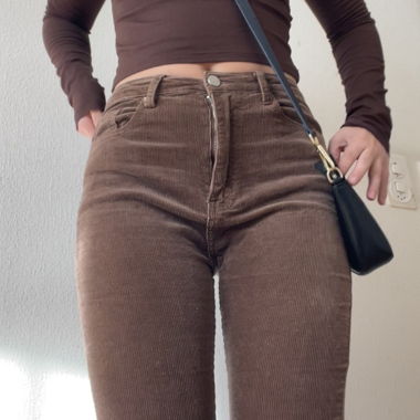 Brown flared trousers