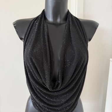 Black beaded draped top