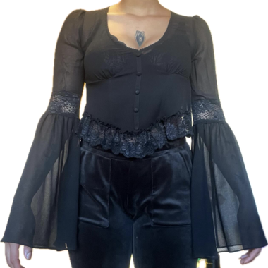 Black long-sleeve gothic top