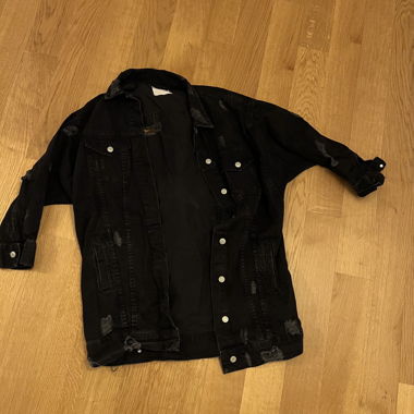 Jeans Jacke schwarz, Oberschenkellang