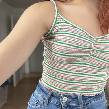Only stripped crop-top multicolored ruffled