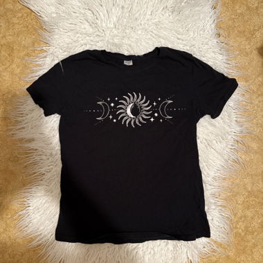 Black t-shirt with sun and moons