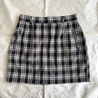 “Kleo” Black and White plaid mini skirt