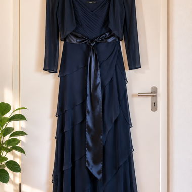 Abito da sera verde mare con bolero