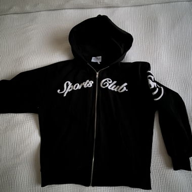 Felpa con zip nera Sports Club