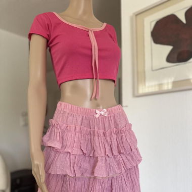 Coquette 2025 Big Trend Powder Pink Rüschenshorts