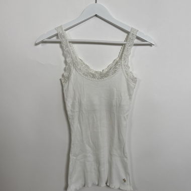 Canotta Abercrombie Vintage con Trims in Pizzo Bianco