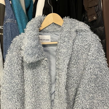 stand studio faux fur teddy jacket