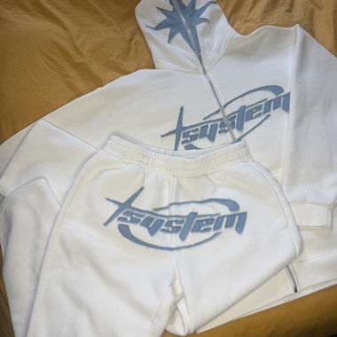 FSBN white set - zip hoodie with sweatpants