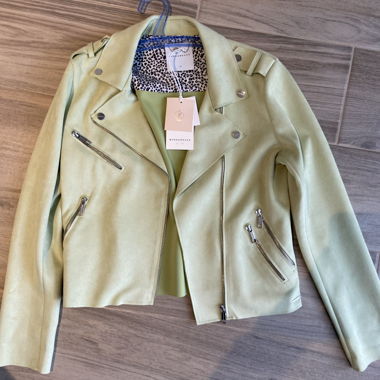 Giacca in camoscio verde lime