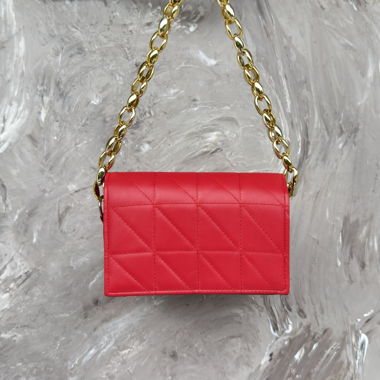 Stepp-Tasche über der Schulter Rot – Goldene Kette 