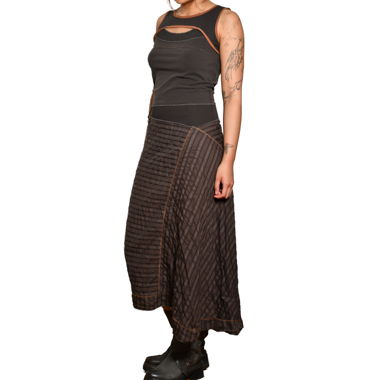 Cop Copine Vintage Brown asymmetrical midi dress