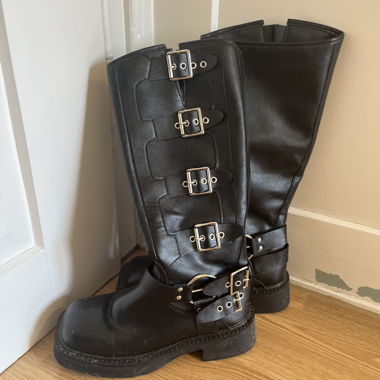 Black leather boots