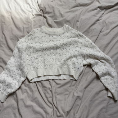 Kurzstrick-Pullover creme