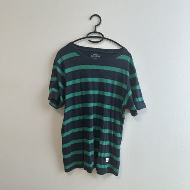 Pull&Bear Black and Green Striped T-Shirt
