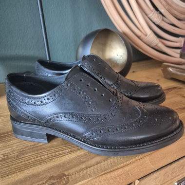 Vintage Neu schwarze Damen-Budapester aus Leder