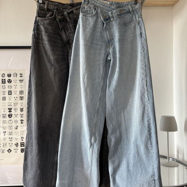 JEANS pack of 2 / WIDE LEG high-waisted CROSS-BELT