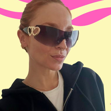 Lunettes de soleil Y2K Shield avec détail cœur doré