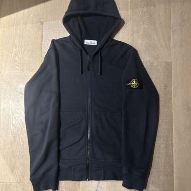 Stone Island felpa con cappuccio e zip blu navy