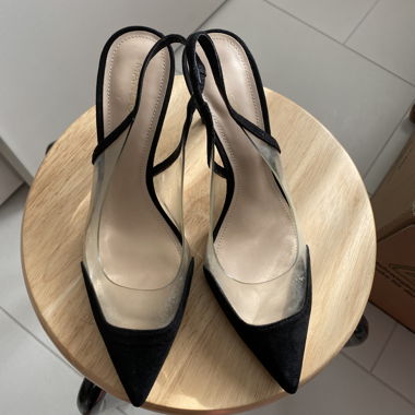 Décolleté slingback neri punta appuntita