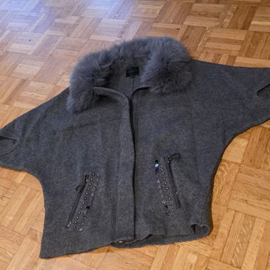 Giacca in cashmere - collo in pelliccia rimovibile