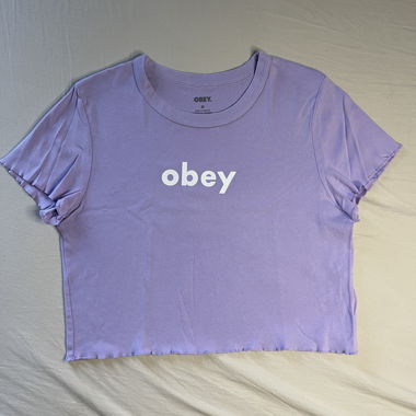 T-shirt court crop lilas OBEY