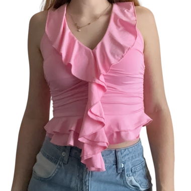 Pinkes Ruffle-Top