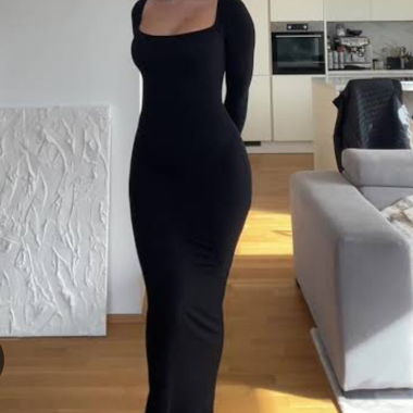 SKIMS dupe maxi dress long sleeve black 36
