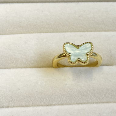Vergoldet Ring Schmetterling Aqua 
