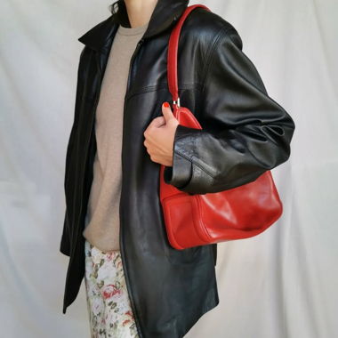 Veste vintage oversize en cuir buttersoft noir