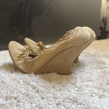 Beige Suede Heels