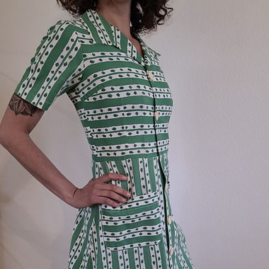 Robe Vintage 60s verte et blanche