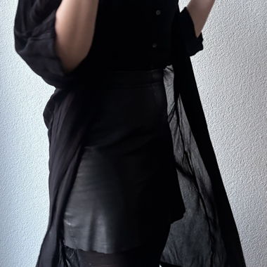 Kimono cardigan long transparent noir
